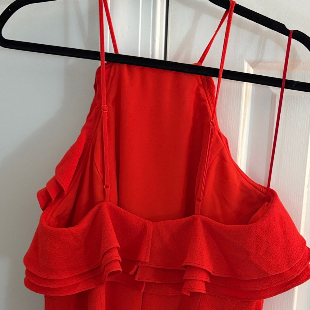 Chic Red Ruffled Maxi Dress - Picture 4 of 7